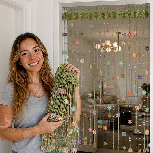 Lolas Handmade Crochet Flower Curtain
